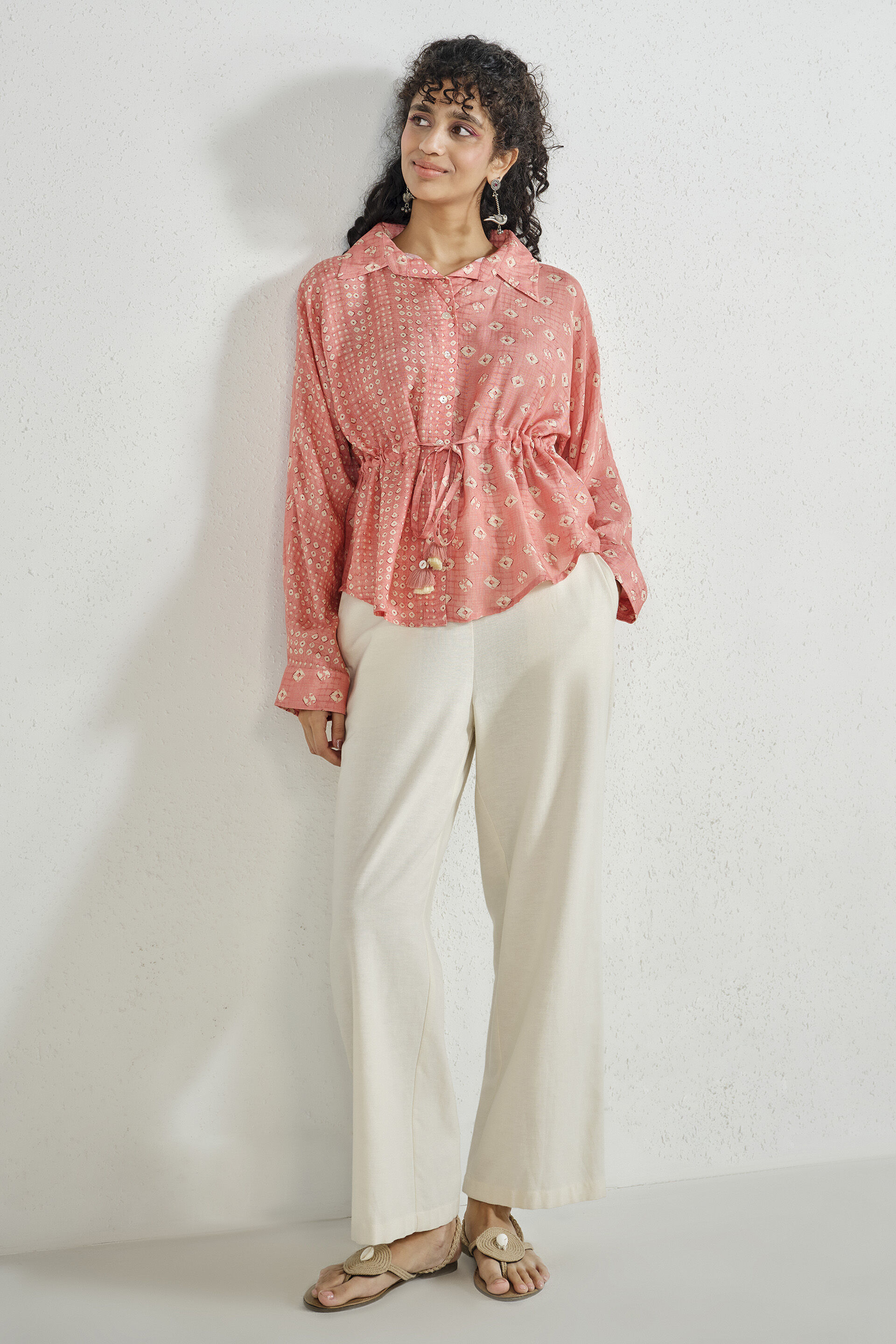 Pink Cinch Printed Shirt, Pink, image 2